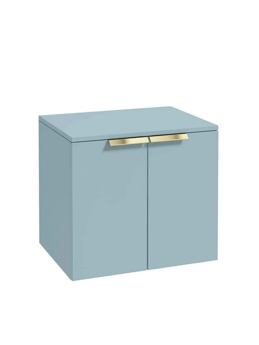 wall hung 2 door countertop vanity unit in matt morning sky blue