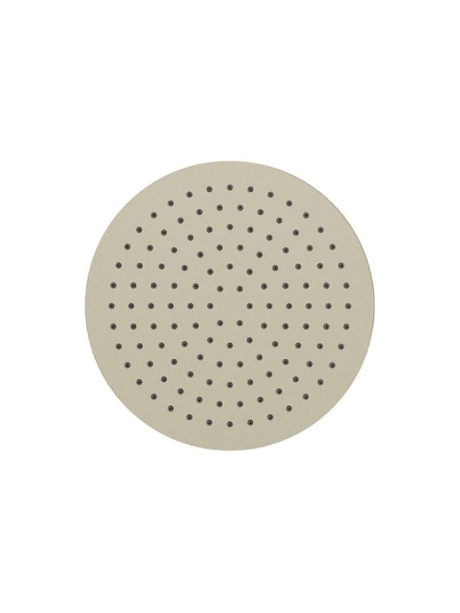 thin stainless steel shower head in brushed nickel