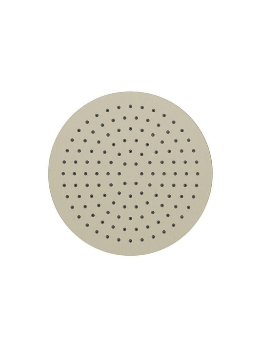 thin stainless steel shower head in brushed nickel