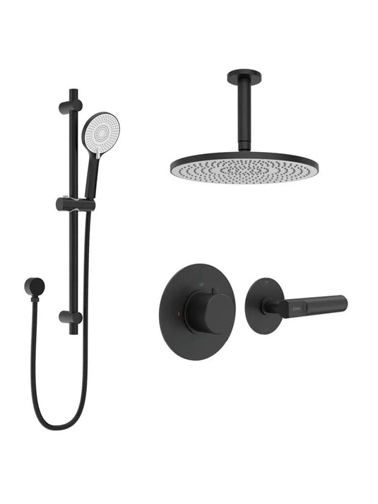 matt black thermostatic shower set