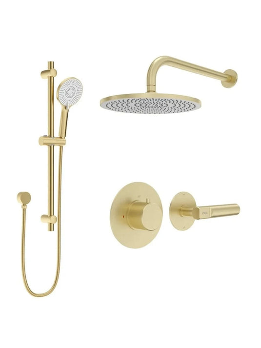 brushed gold thermostatic shower set