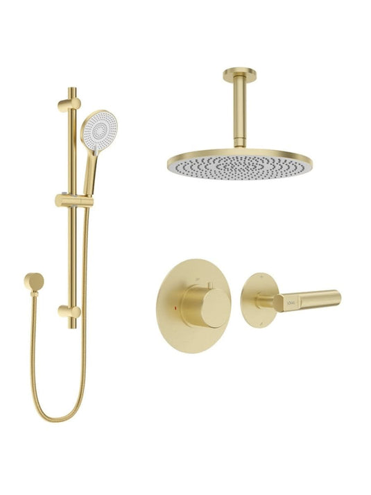 brushed gold thermostatic shower set