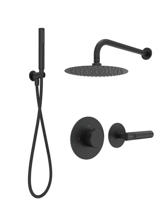 matt black thermostatic shower set