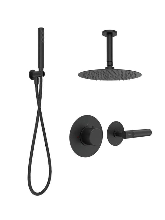 matt black thermostatic shower set