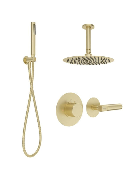 brushed gold thermostatic shower set