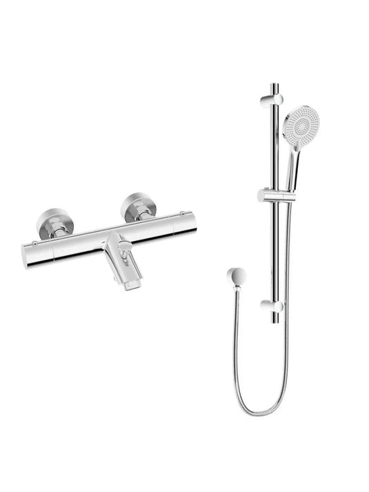 chrome thermostatic bath shower mixer and rail kit