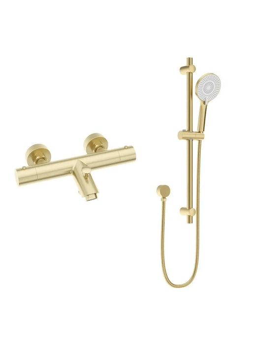 brushed gold thermostatic bath shower mixer