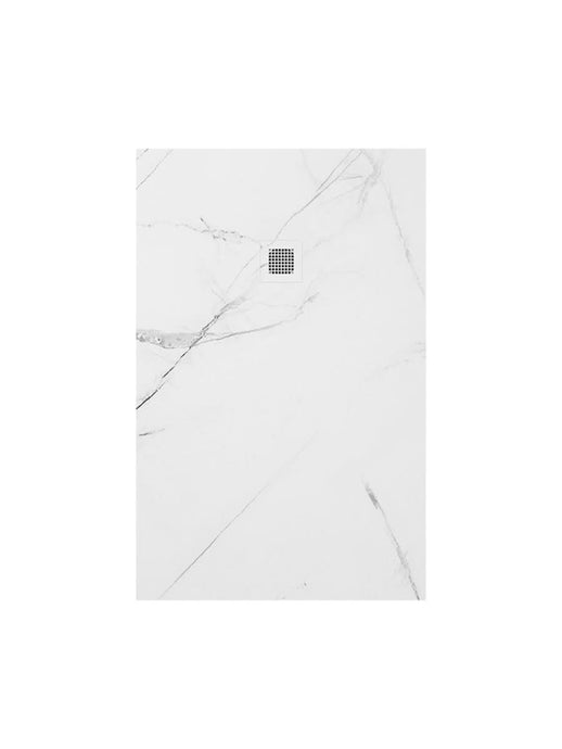 white marble shower tray and waste