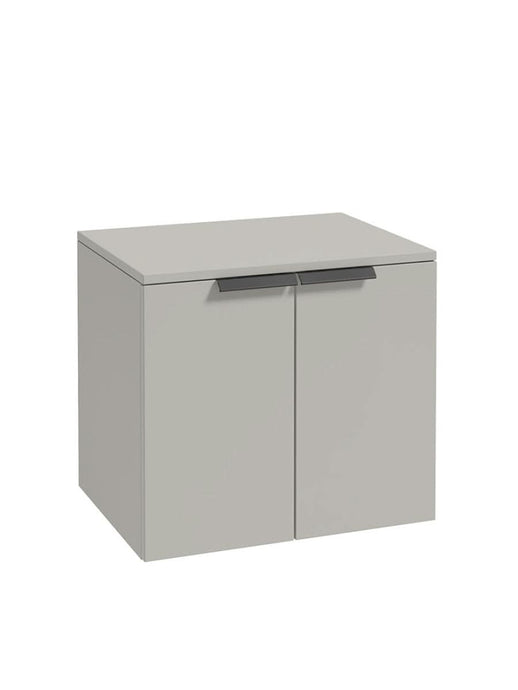 Sonas Stockholm Wall Hung 60Cm Two Door Countertop Vanity Unit | Matt Arctic Grey | Matt Black Handle | UF1257