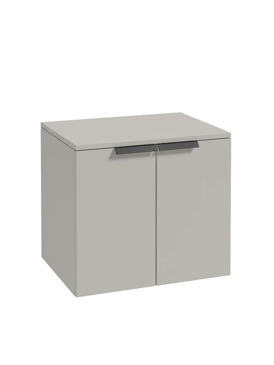 Sonas Stockholm Wall Hung 60Cm Two Door Countertop Vanity Unit | Matt Arctic Grey | Matt Black Handle | UF1257