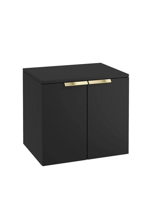 Sonas Stockholm Wall Hung 60Cm Two Door Countertop Vanity Unit | Matt Black | Brushed Gold Handle | UF1273