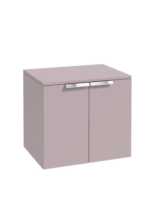 Sonas Stockholm Wall Hung 60Cm Two Door Countertop Vanity Unit | Matt Cashmere Pink | Brushed Chrome Handle | UF1268
