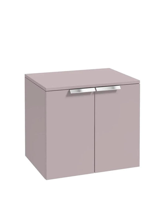 Sonas Stockholm Wall Hung 60Cm Two Door Countertop Vanity Unit | Matt Cashmere Pink | Brushed Chrome Handle | UF1268