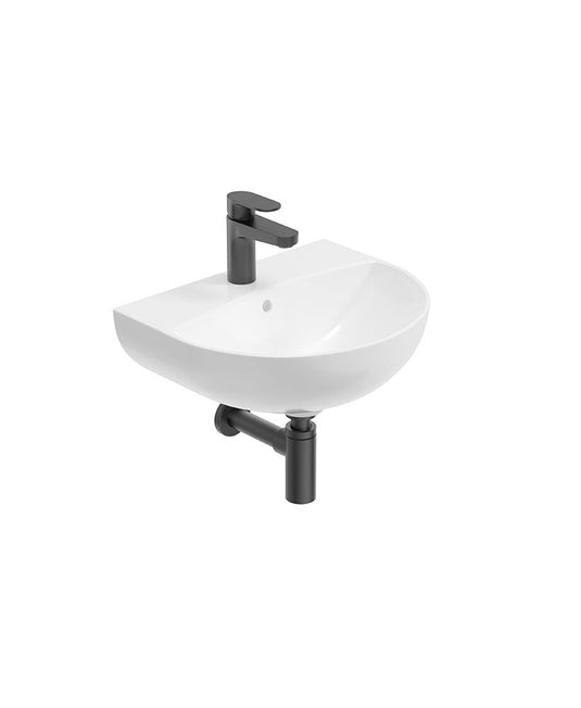 Sonas Horizon Round 45Cm 1 Tap Hole Wash Basin & Bottle Trap | Matt Black | USW0459