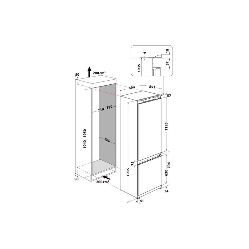 Load image into Gallery viewer, Whirlpool Fridge Freezer | 193x69cm | WH SP70 T122 UK

