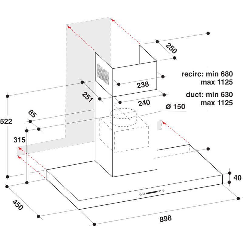 Załaduj obraz do przeglądarki galerii, Whirlpool Chimney Hood | 90cm | Stainless Steel | WHBS 93 F LE X
