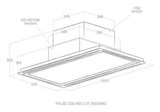 Elica 100 x 50cm Hilight Celing Hood White | HILIGHTH30WHA100