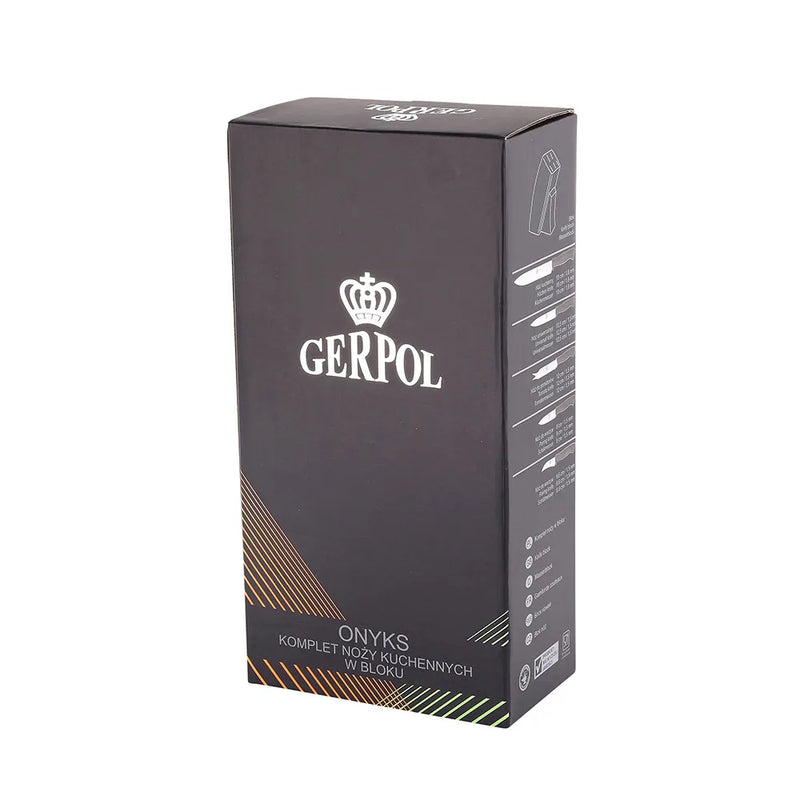 Załaduj obraz do przeglądarki galerii, Altom Onyks 5-Piece Knife Set in Alder Wood Block | 0204013183
