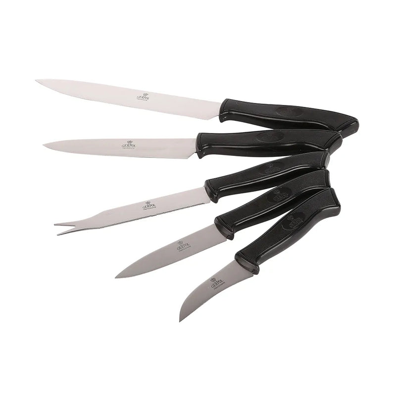 Załaduj obraz do przeglądarki galerii, Altom Onyks 5-Piece Knife Set in Alder Wood Block | 0204013183
