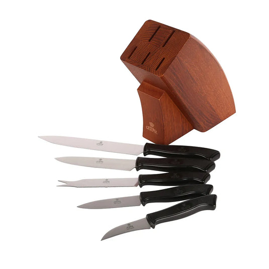 Altom Onyks 5-Piece Knife Set in Alder Wood Block | 0204013183
